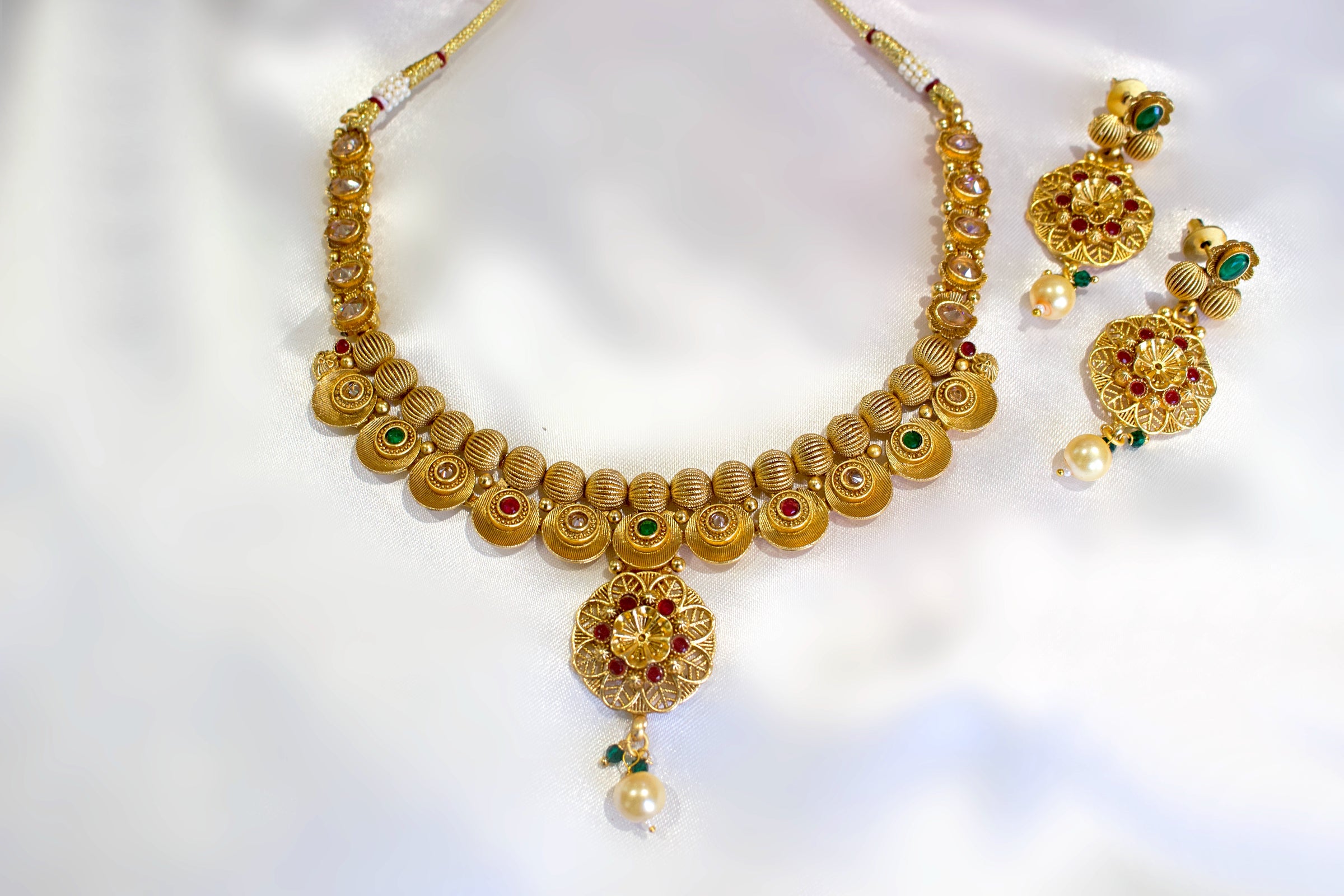 All in one Gold Finish Choker Necklace Set – R&D Jewelers Online